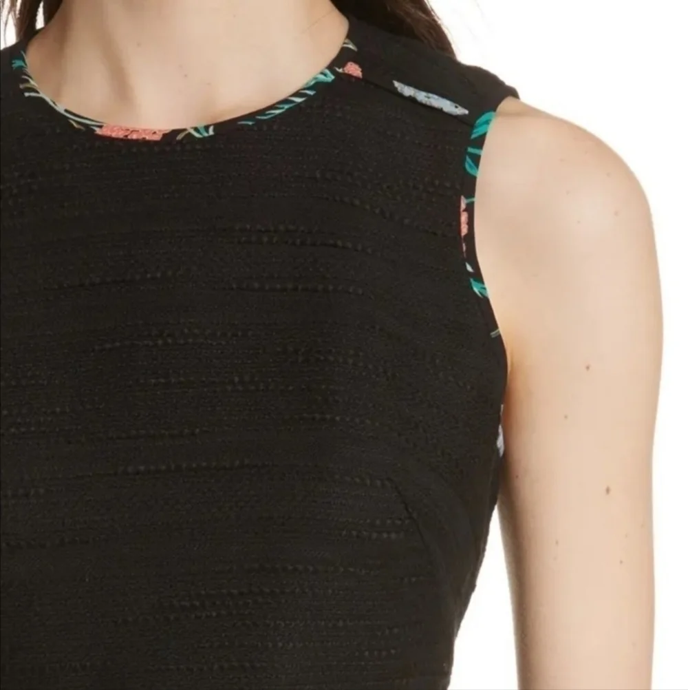 KATE SPADE New York Floral Blossom Trim Tweed Black Dress Women's Size 0 LBD EUC